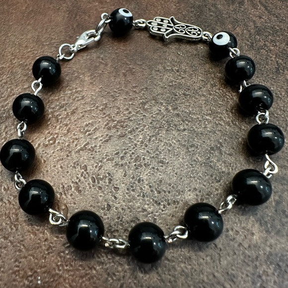handmade Black Onyx Beaded Bracelet. - Picture 1 of 7